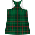 Green And Red Stewart Tartan Print Women's Racerback Tank Top