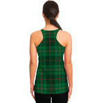 Green And Red Stewart Tartan Print Women's Racerback Tank Top