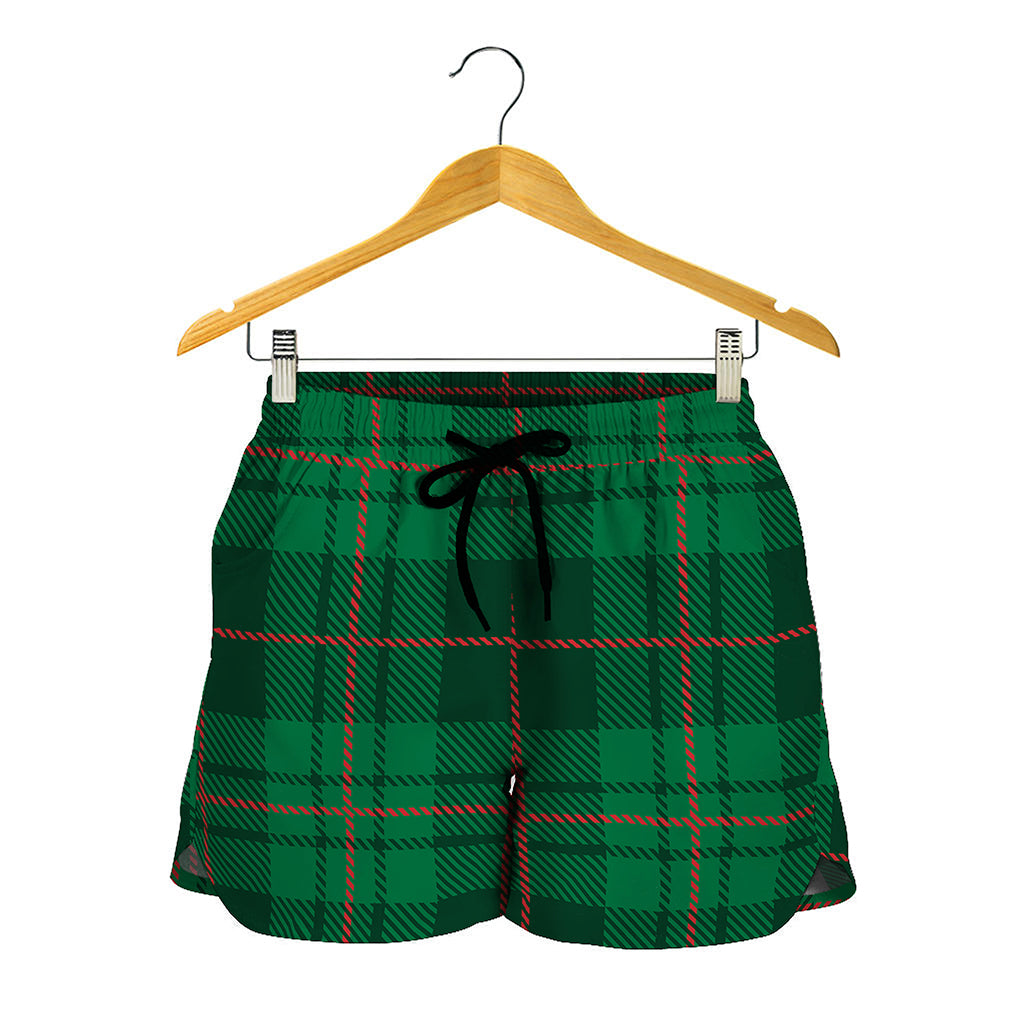 Green And Red Stewart Tartan Print Women's Shorts