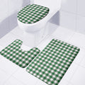 Green And White Buffalo Check Print 3 Piece Bath Mat Set