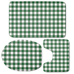 Green And White Buffalo Check Print 3 Piece Bath Mat Set