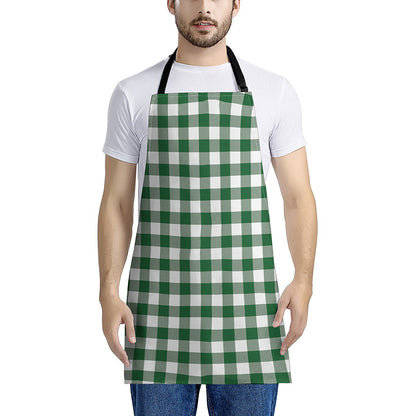 Green And White Buffalo Check Print Apron