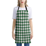 Green And White Buffalo Check Print Apron