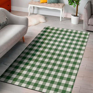 Green And White Buffalo Check Print Area Rug