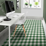 Green And White Buffalo Check Print Area Rug