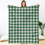 Green And White Buffalo Check Print Blanket