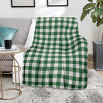 Green And White Buffalo Check Print Blanket