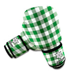 Green And White Buffalo Check Print Boxing Gloves