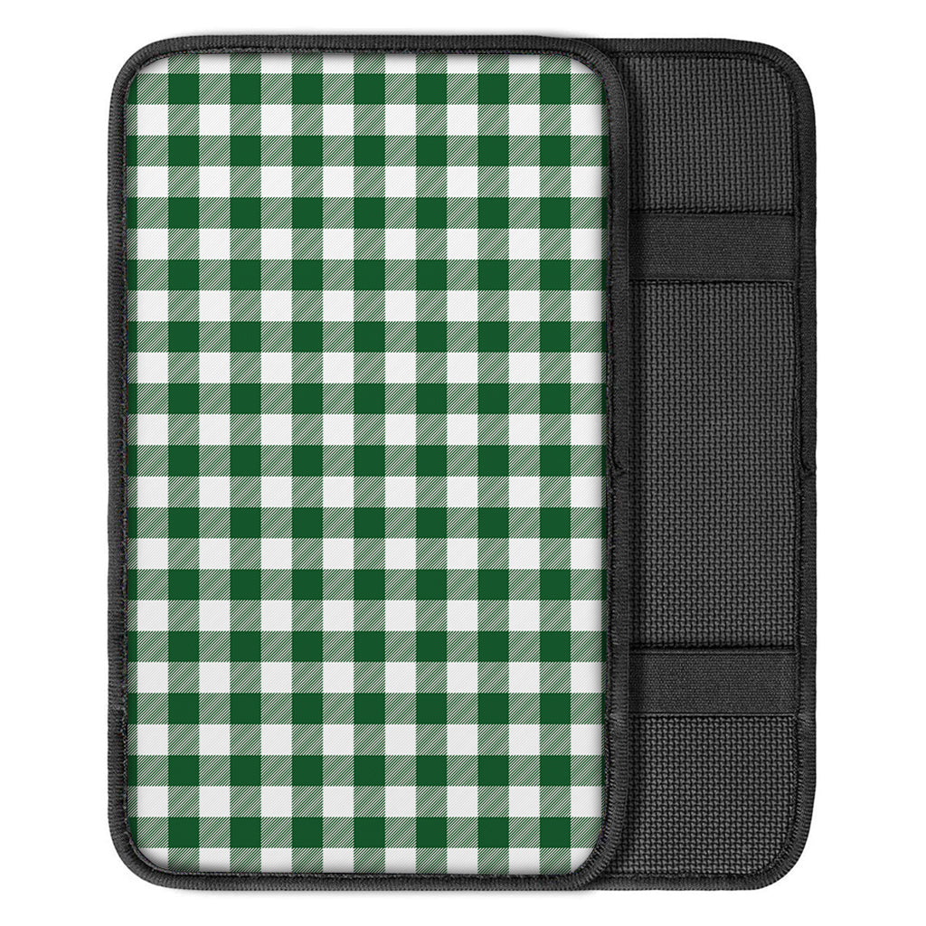 Green And White Buffalo Check Print Car Center Console Cover