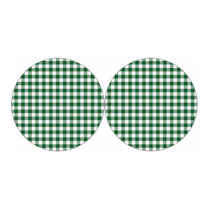 Green And White Buffalo Check Print Car Coasters