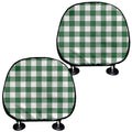 Green And White Buffalo Check Print Car Headrest Covers