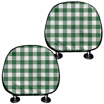 Green And White Buffalo Check Print Car Headrest Covers