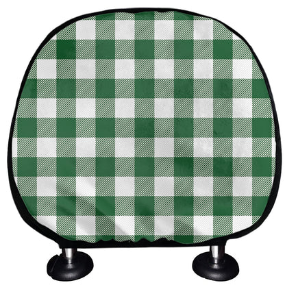 Green And White Buffalo Check Print Car Headrest Covers