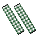 Green And White Buffalo Check Print Car Seat Belt Covers