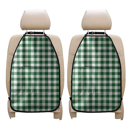 Green And White Buffalo Check Print Car Seat Organizers