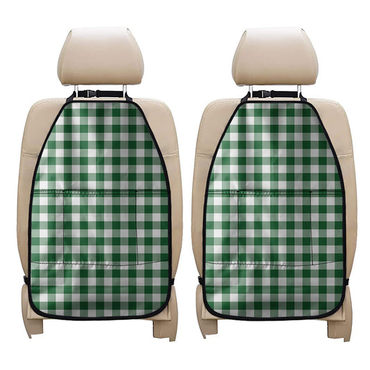 Green And White Buffalo Check Print Car Seat Organizers