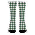 Green And White Buffalo Check Print Crew Socks
