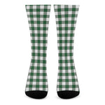 Green And White Buffalo Check Print Crew Socks