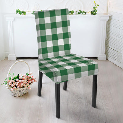 Green And White Buffalo Check Print Dining Chair Slipcover
