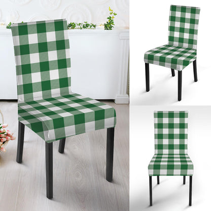 Green And White Buffalo Check Print Dining Chair Slipcover