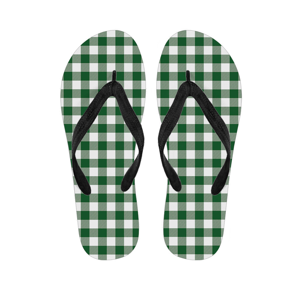 Green And White Buffalo Check Print Flip Flops