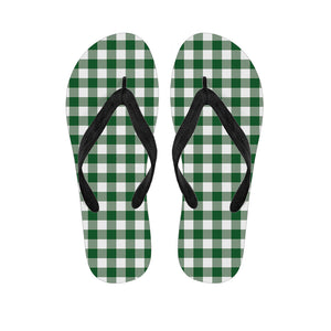 Green And White Buffalo Check Print Flip Flops