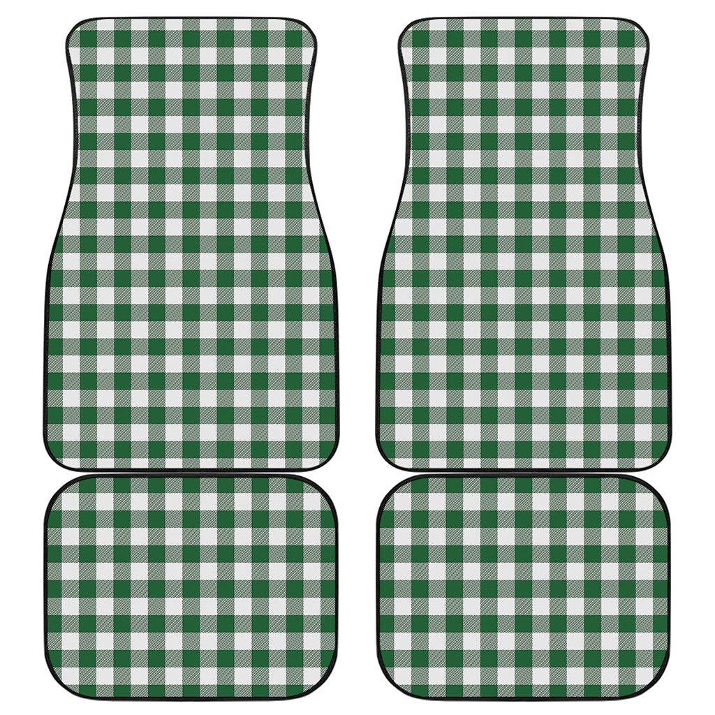 Green And White Buffalo Check Print Front and Back Car Floor Mats