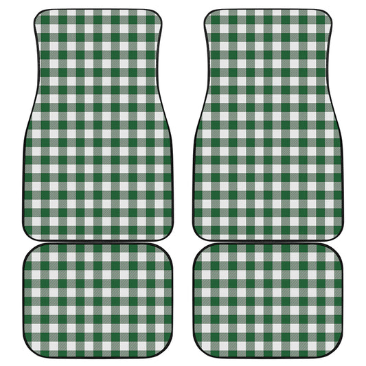 Green And White Buffalo Check Print Front and Back Car Floor Mats