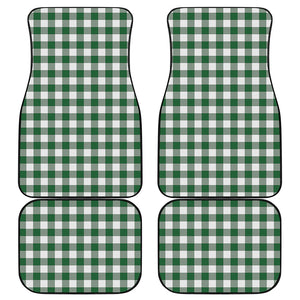 Green And White Buffalo Check Print Front and Back Car Floor Mats