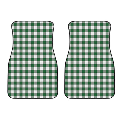 Green And White Buffalo Check Print Front Car Floor Mats