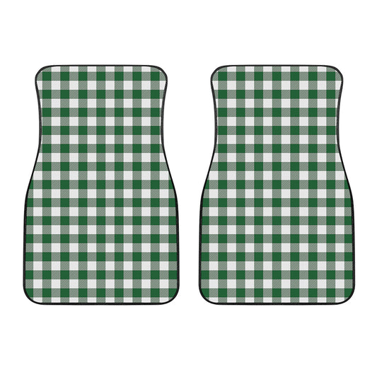 Green And White Buffalo Check Print Front Car Floor Mats