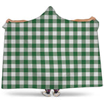 Green And White Buffalo Check Print Hooded Blanket