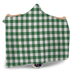 Green And White Buffalo Check Print Hooded Blanket