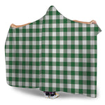 Green And White Buffalo Check Print Hooded Blanket