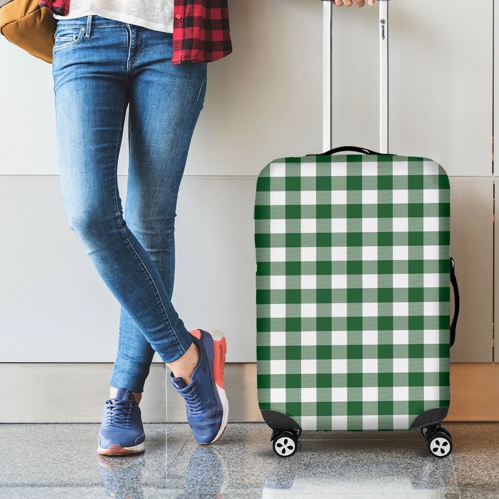 Green And White Buffalo Check Print Luggage Cover