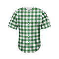 Green And White Buffalo Check Print Men's Baseball Jersey