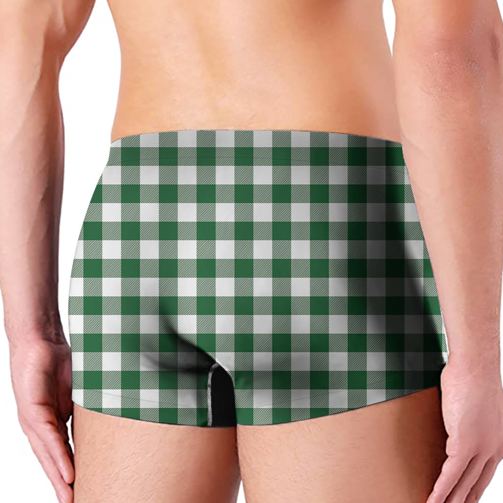 Green And White Buffalo Check Print Men's Boxer Briefs