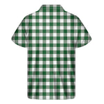 Green And White Buffalo Check Print Men's Short Sleeve Shirt