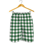Green And White Buffalo Check Print Men's Shorts