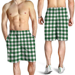 Green And White Buffalo Check Print Men's Shorts