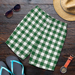 Green And White Buffalo Check Print Men's Shorts