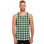 Green And White Buffalo Check Print Men's Tank Top