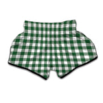 Green And White Buffalo Check Print Muay Thai Boxing Shorts