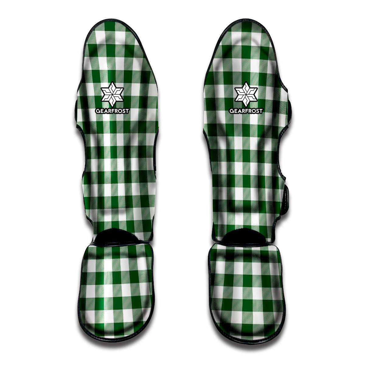 Green And White Buffalo Check Print Muay Thai Shin Guard