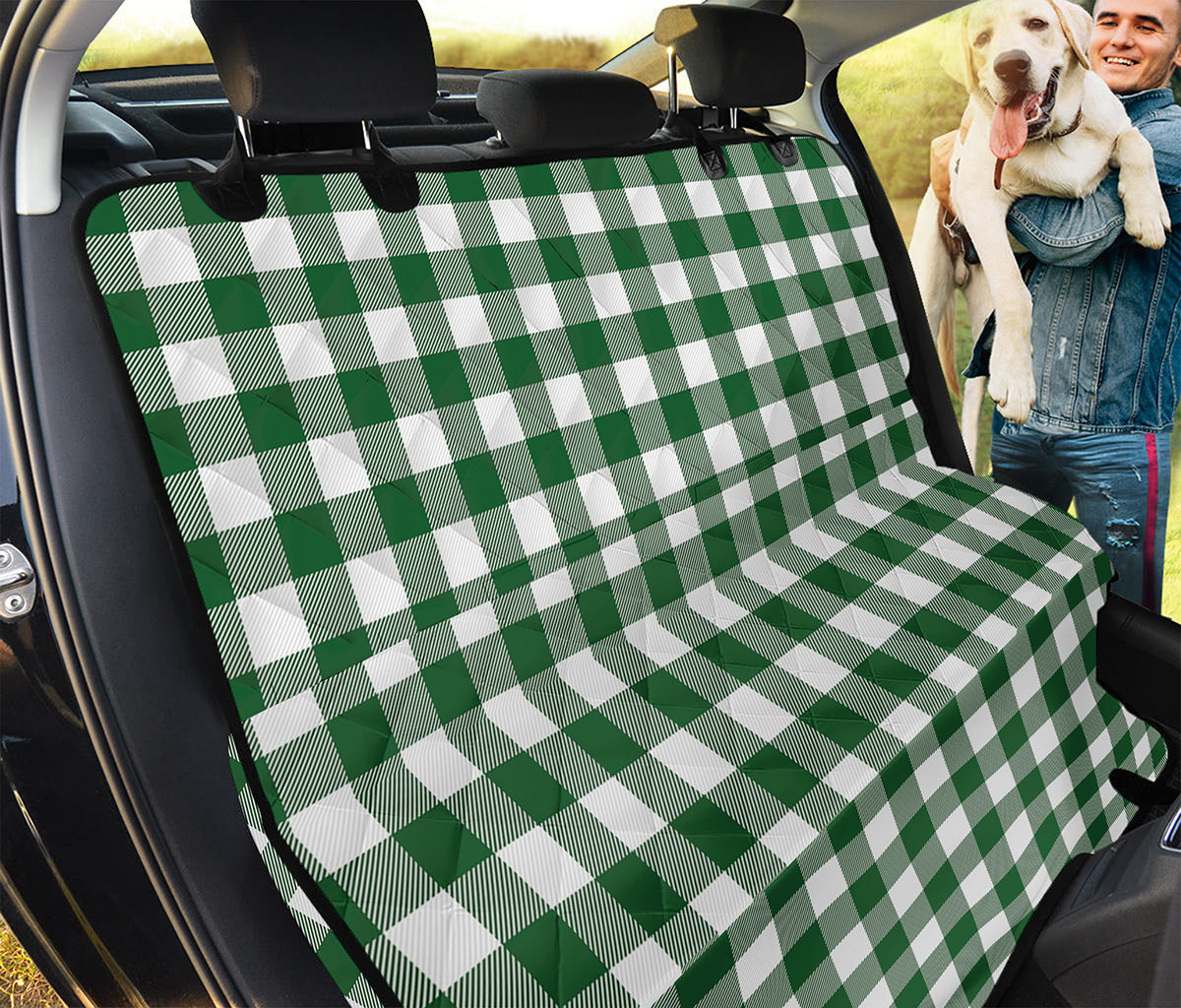 Green And White Buffalo Check Print Pet Car Back Seat Cover