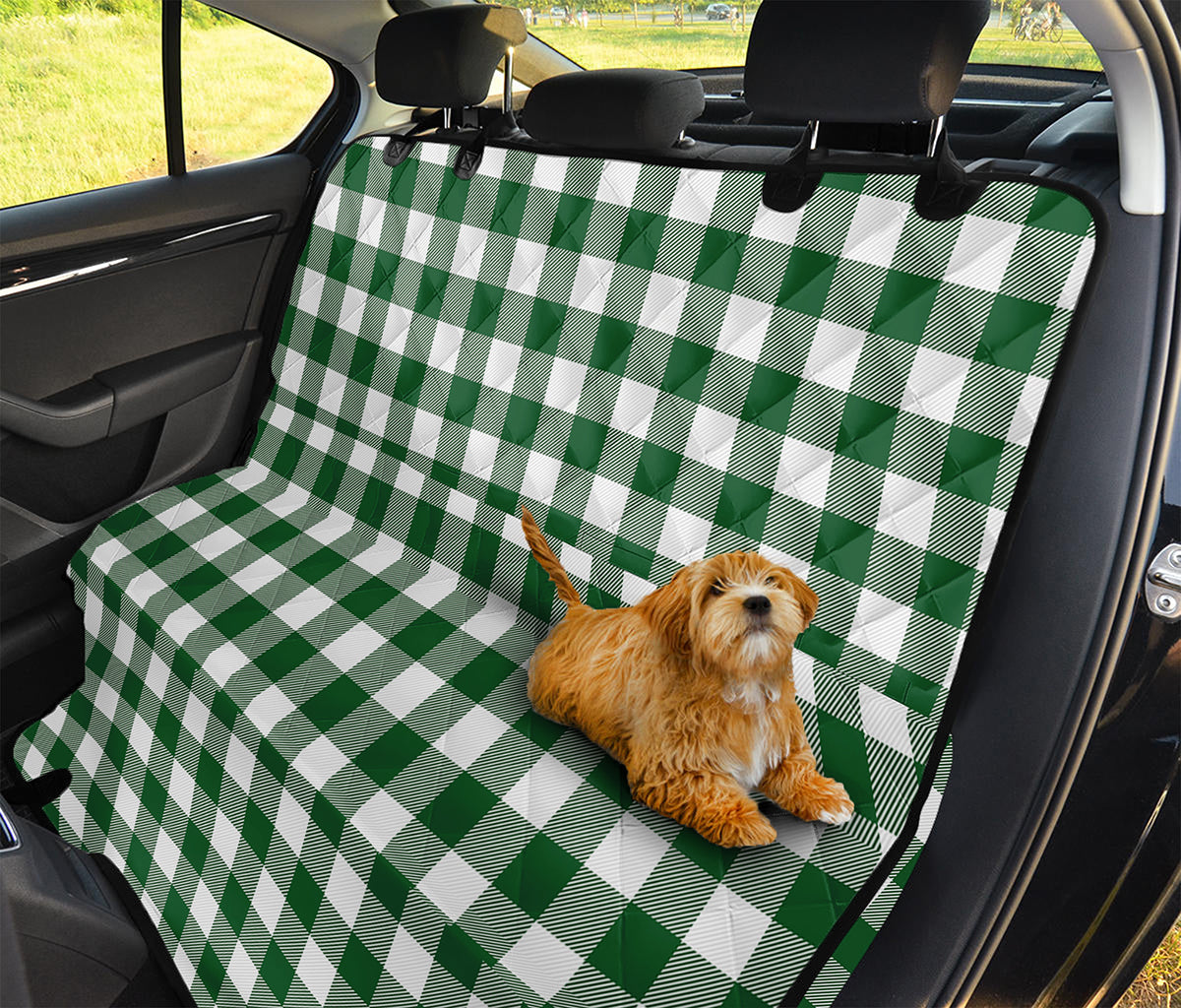 Green And White Buffalo Check Print Pet Car Back Seat Cover
