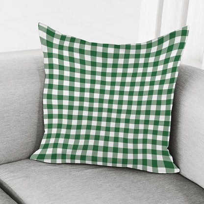 Green And White Buffalo Check Print Pillow Cover