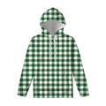 Green And White Buffalo Check Print Pullover Hoodie