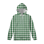 Green And White Buffalo Check Print Pullover Hoodie