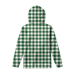 Green And White Buffalo Check Print Pullover Hoodie